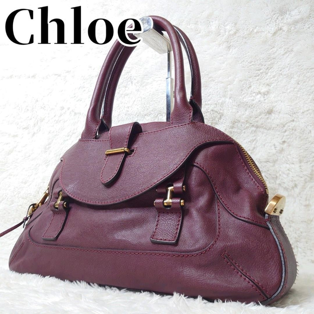 Chloe Hand Bag Tote Purse Leather Bordeaux Authentic