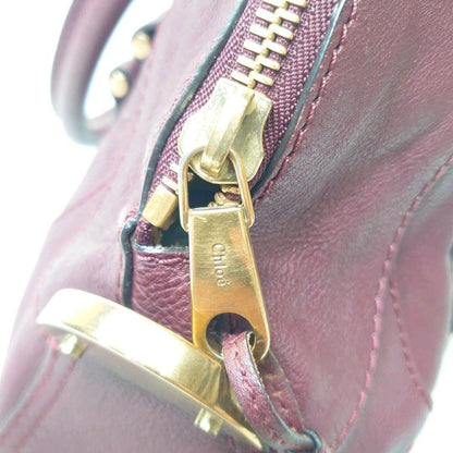 Chloe Hand Bag Tote Purse Leather Bordeaux Authentic