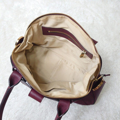 Chloe Hand Bag Tote Purse Leather Bordeaux Authentic