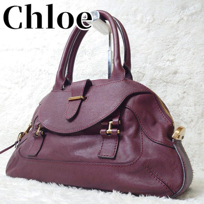 Chloe Hand Bag Tote Purse Leather Bordeaux Authentic