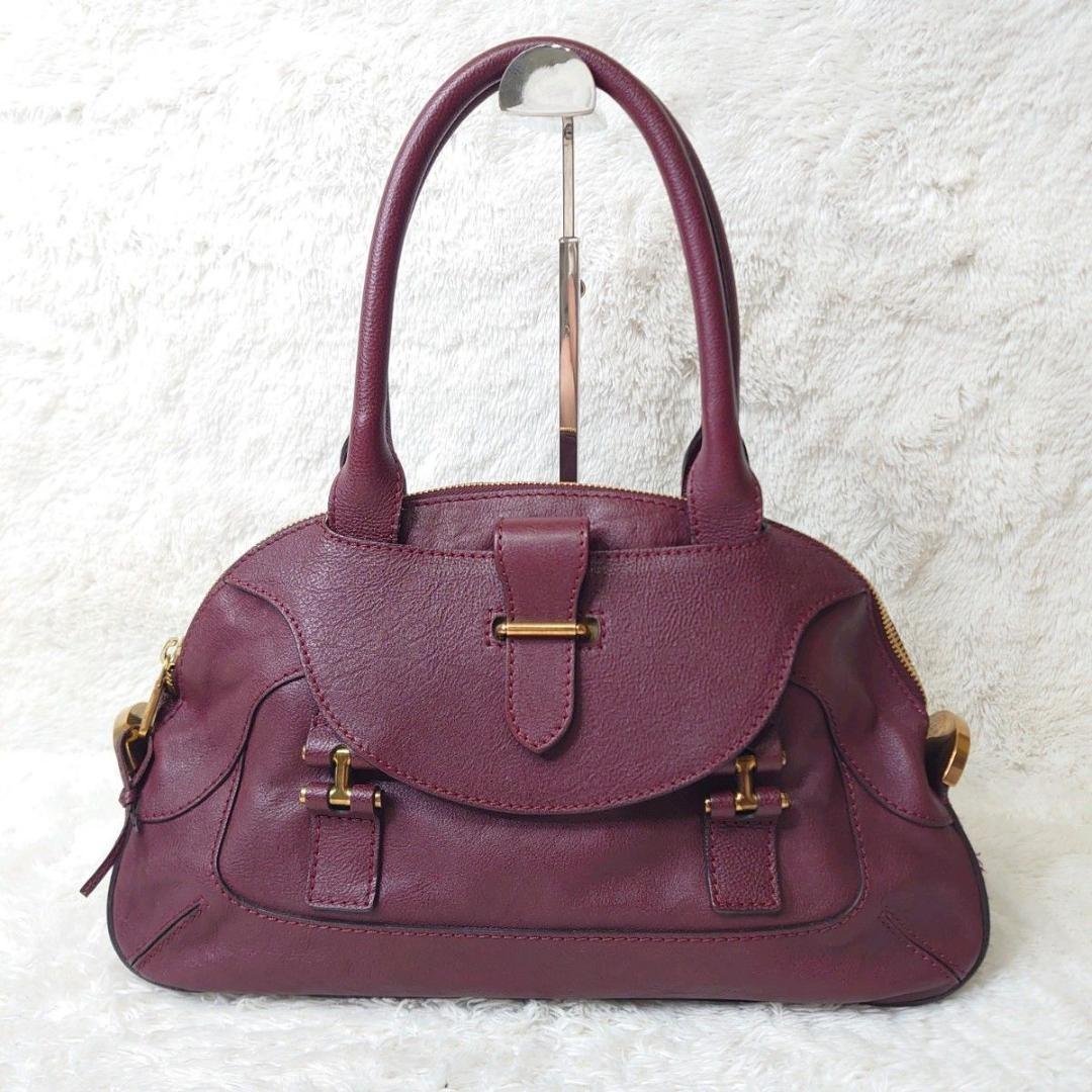 Chloe Hand Bag Tote Purse Leather Bordeaux Authentic