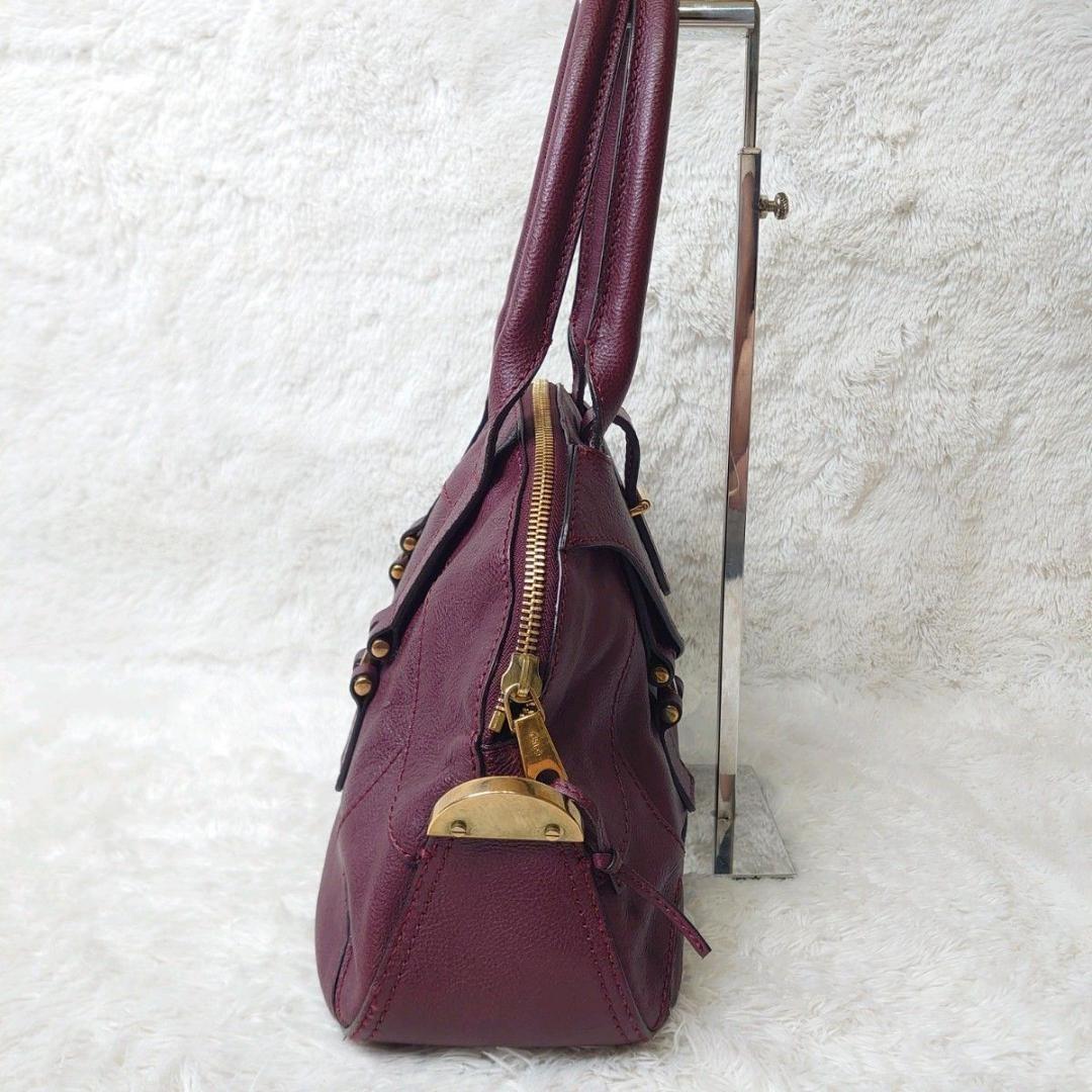 Chloe Hand Bag Tote Purse Leather Bordeaux Authentic