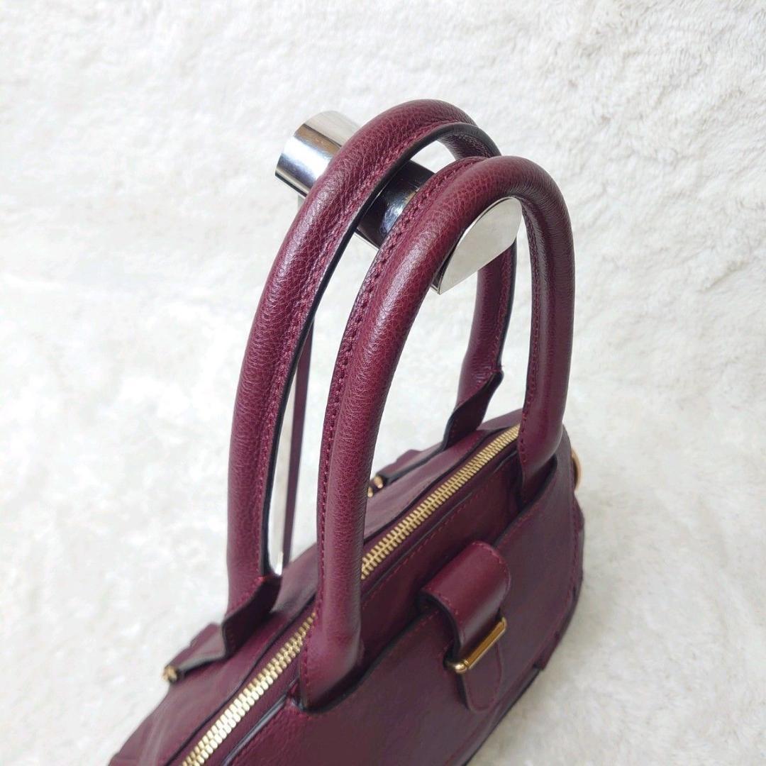 Chloe Hand Bag Tote Purse Leather Bordeaux Authentic