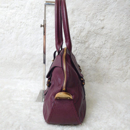Chloe Hand Bag Tote Purse Leather Bordeaux Authentic