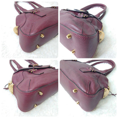 Chloe Hand Bag Tote Purse Leather Bordeaux Authentic