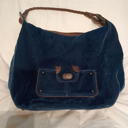 Chloe Shoulder Bag Purse Velour Navy Blue Authentic
