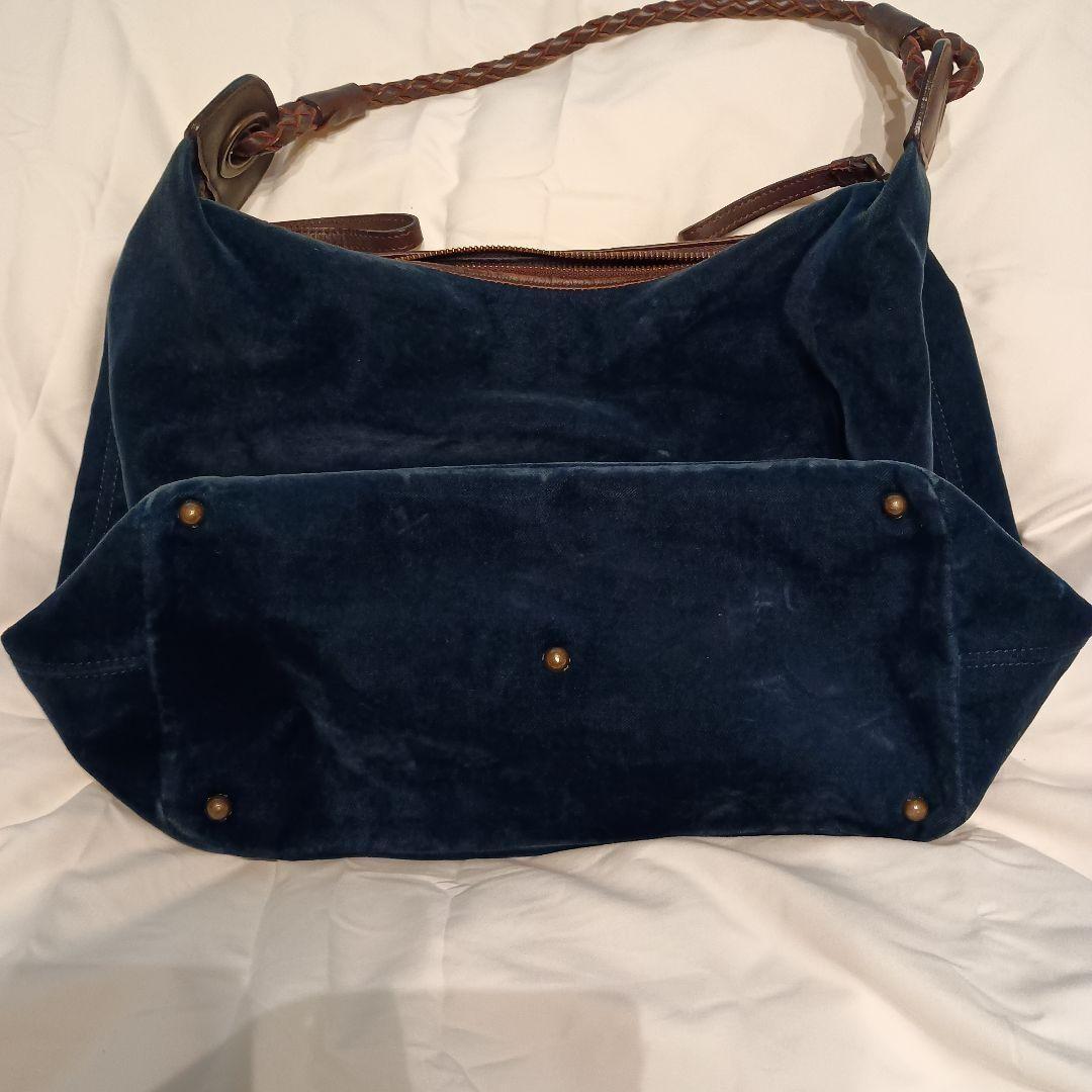 Chloe Shoulder Bag Purse Velour Navy Blue Authentic