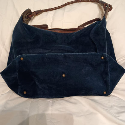 Chloe Shoulder Bag Purse Velour Navy Blue Authentic