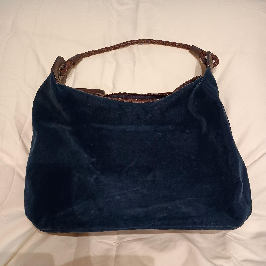Chloe Shoulder Bag Purse Velour Navy Blue Authentic