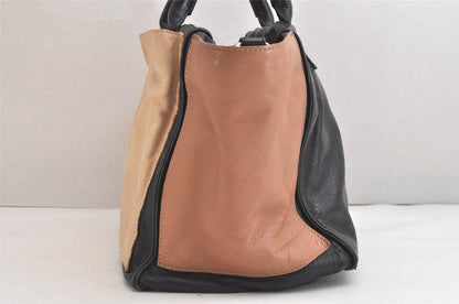 See By Chloe Hand Shoulder Bag Tote Purse 2way Leather Beige Authentic