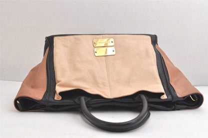 See By Chloe Hand Shoulder Bag Tote Purse 2way Leather Beige Authentic