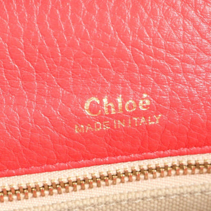 Chloe Hand Bag Tote Purse Leather Red Authentic