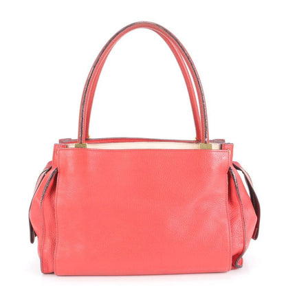 Chloe Hand Bag Tote Purse Leather Red Authentic