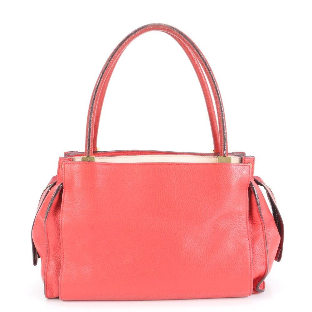 Chloe Hand Bag Tote Purse Leather Red Authentic