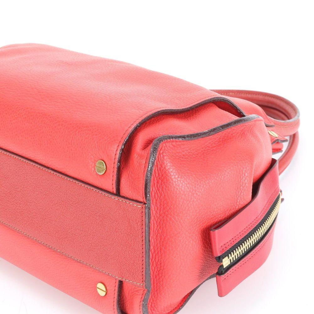 Chloe Hand Bag Tote Purse Leather Red Authentic