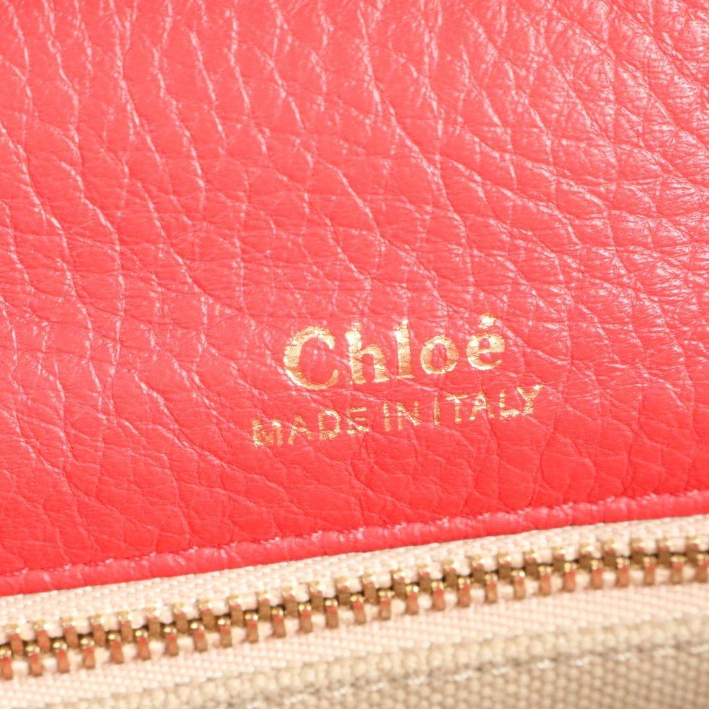 Chloe Hand Bag Tote Purse Leather Red Authentic