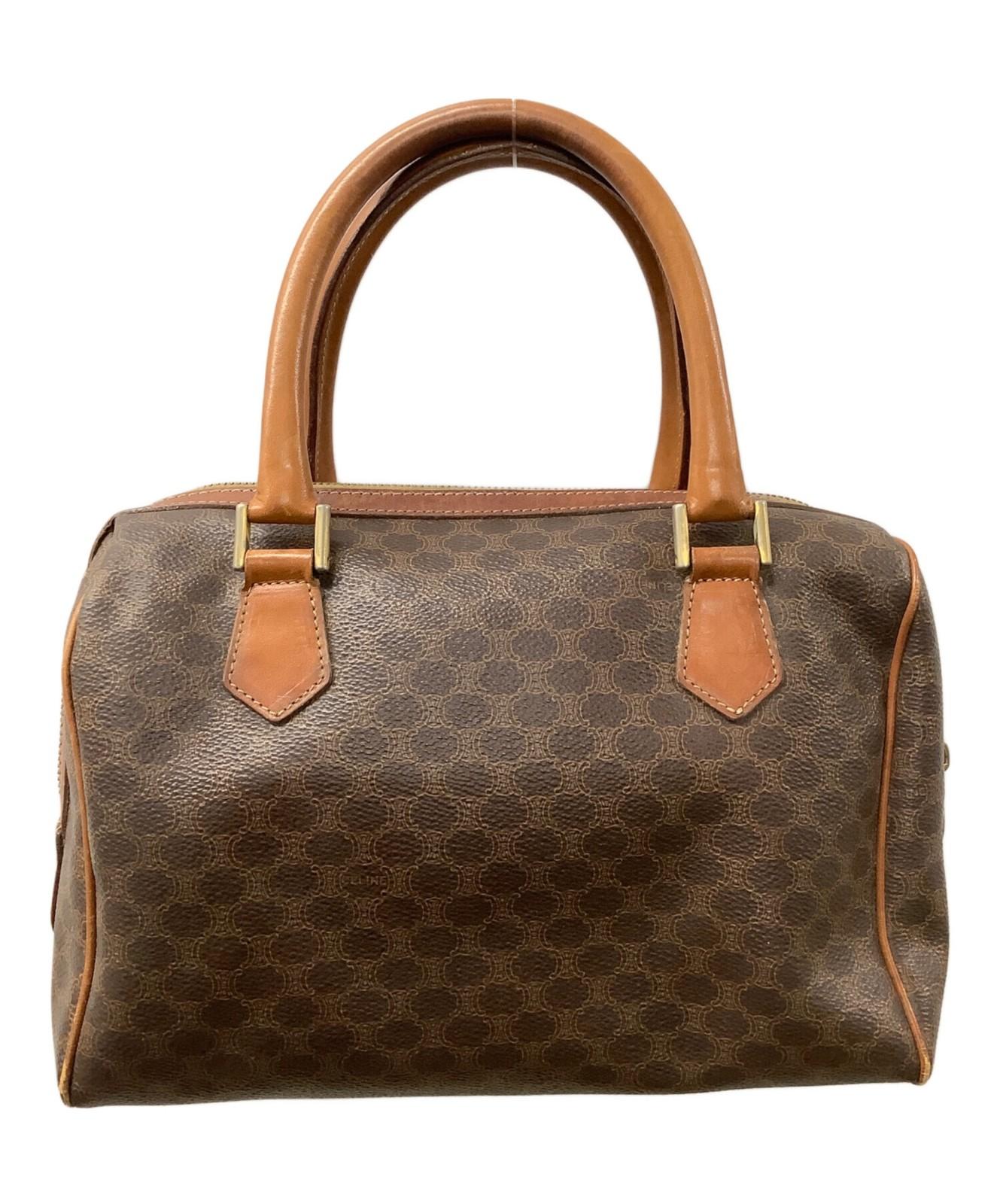 CELINE Hand Bag Tote Purse Macadam Brown Authentic