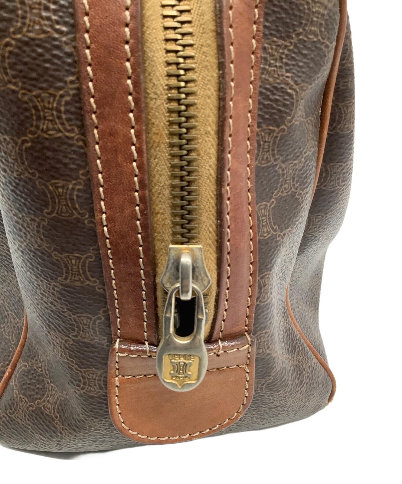 CELINE Hand Bag Tote Purse Macadam Brown Authentic