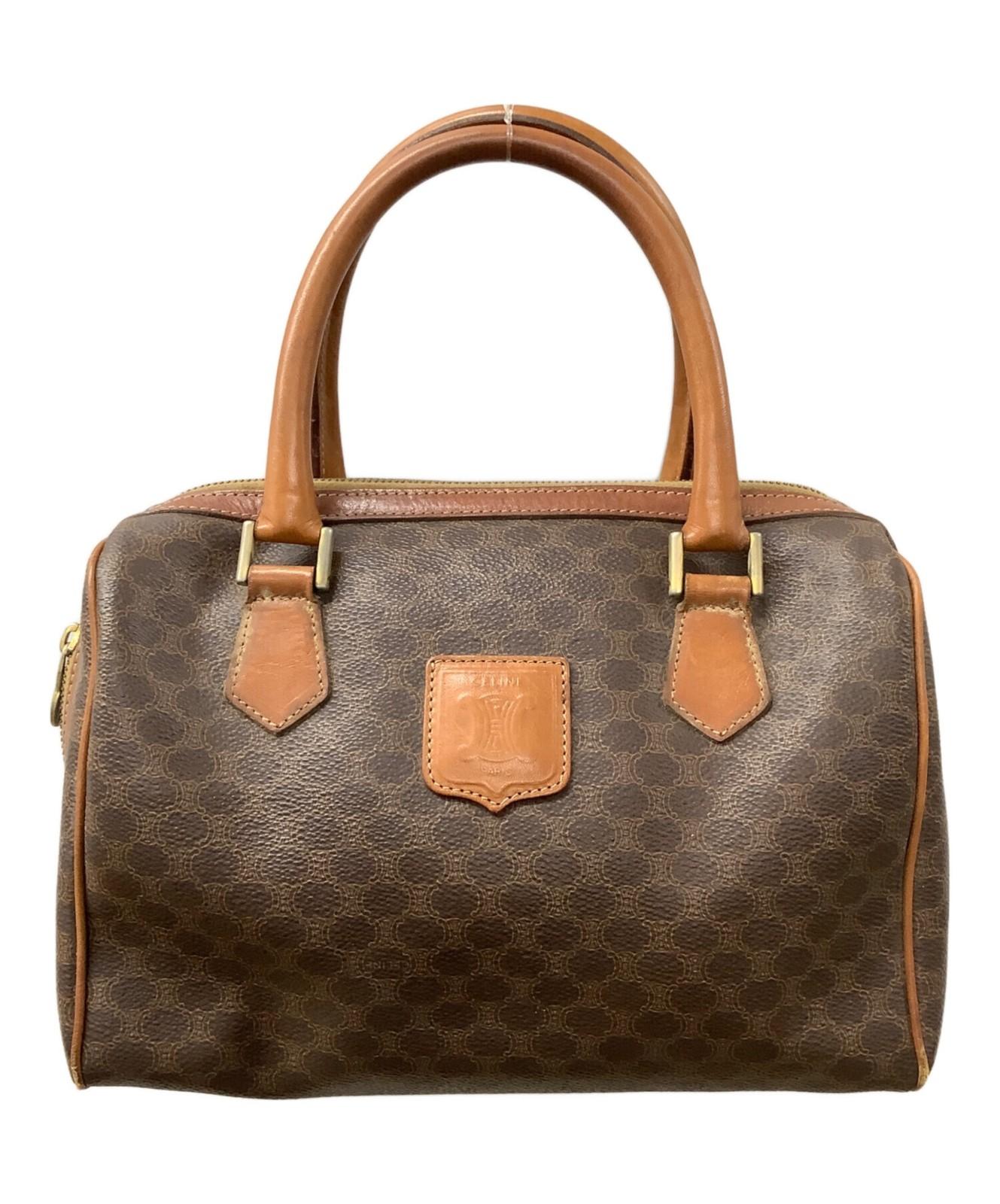 CELINE Hand Bag Tote Purse Macadam Brown Authentic