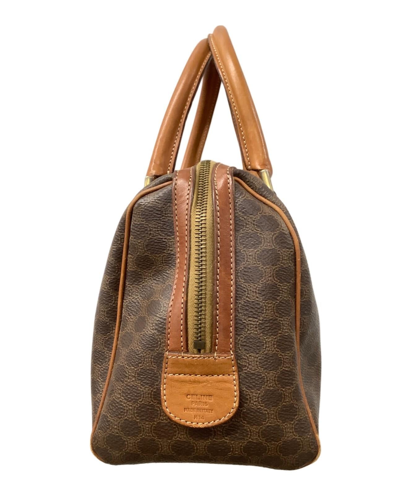 CELINE Hand Bag Tote Purse Macadam Brown Authentic