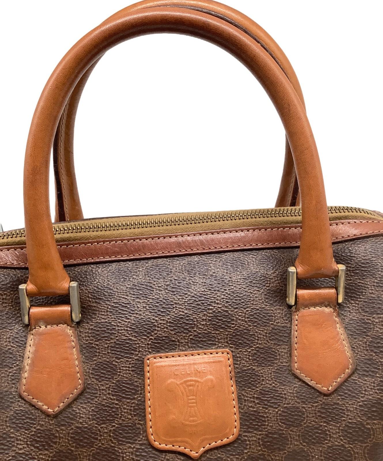 CELINE Hand Bag Tote Purse Macadam Brown Authentic