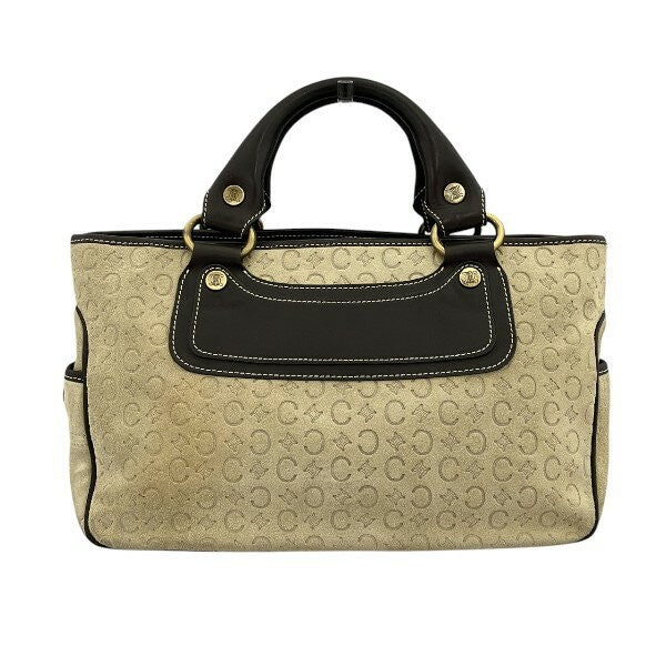 CELINE Hand Bag Tote Purse Boogie C Macadam Suede Leather Beige Brown Authentic