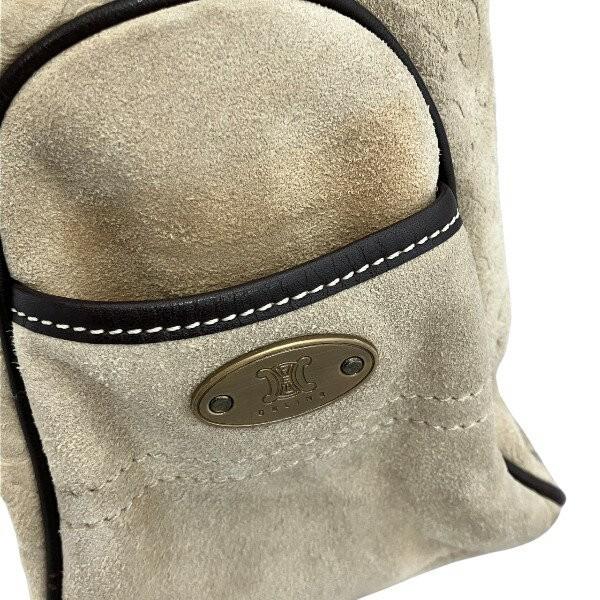 CELINE Hand Bag Tote Purse Boogie C Macadam Suede Leather Beige Brown Authentic