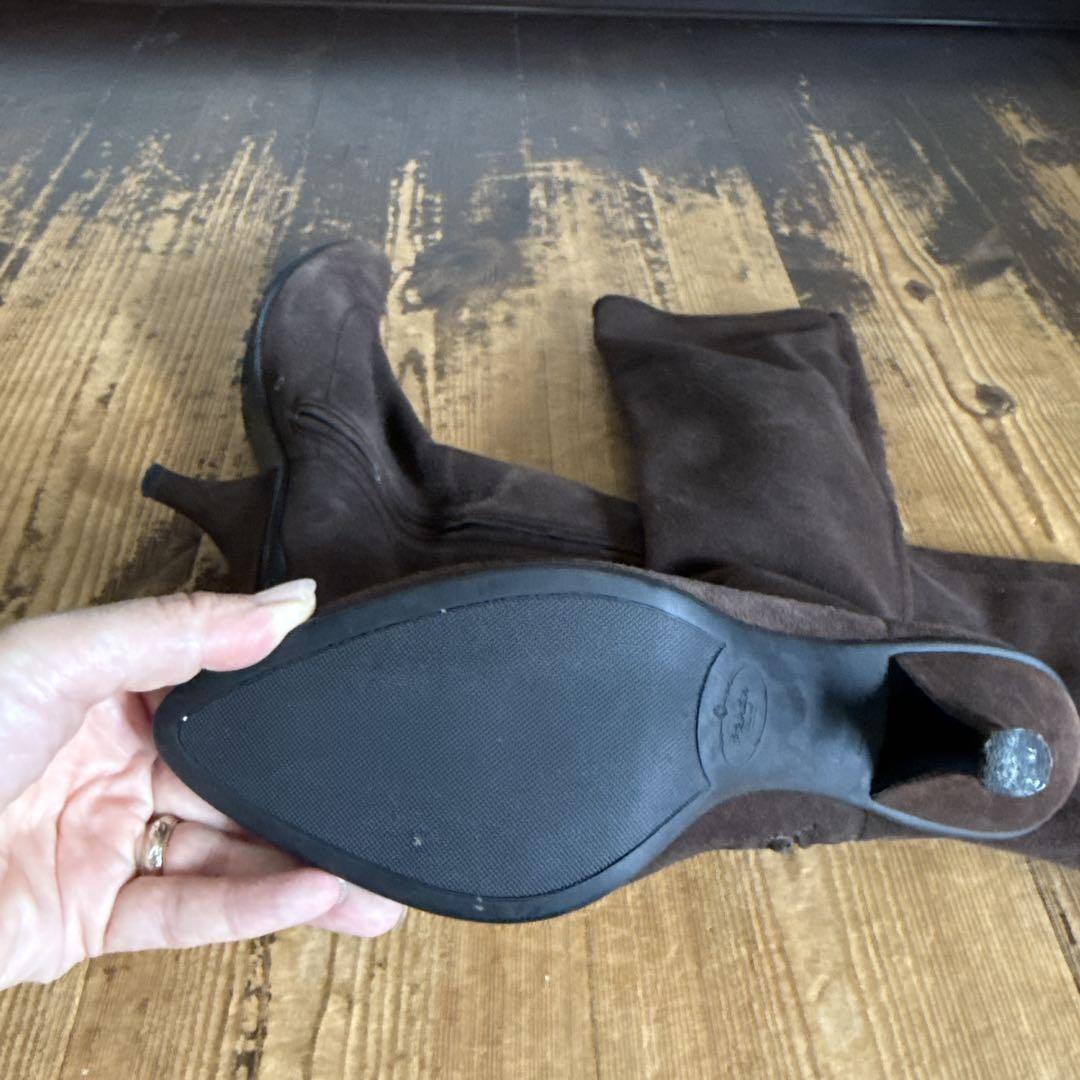 PRADA Long Boots Shoes EU 36.5 US 6.5 Suede Dark Brown Authentic