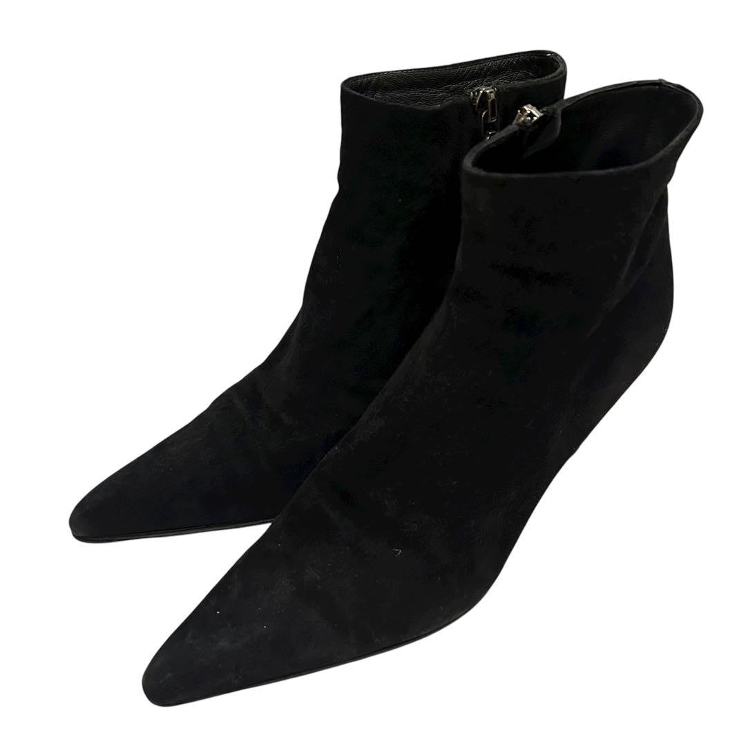 PRADA Short Boots Shoes EU 36.5 US 6.5 Suede Black Authentic