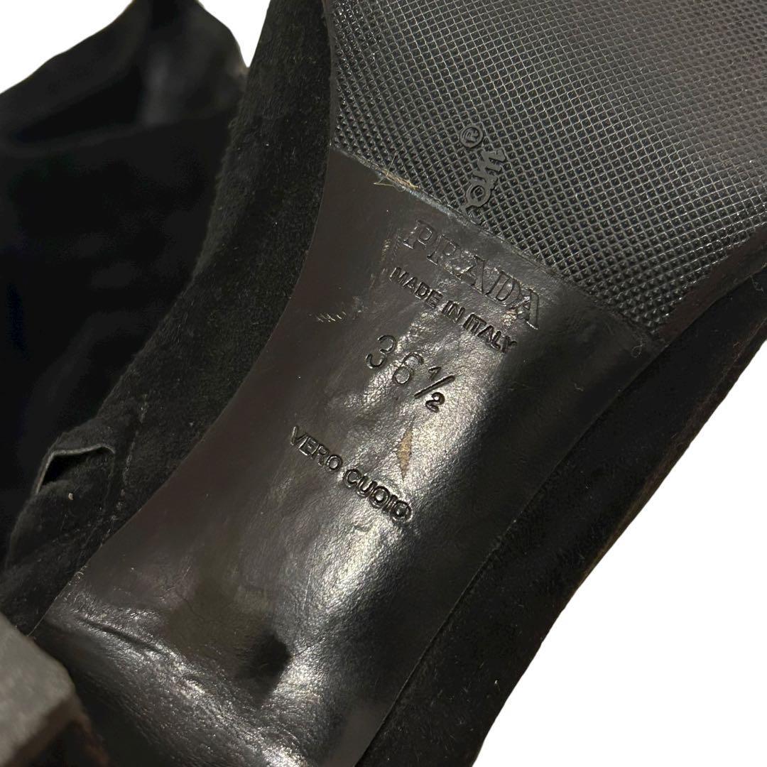 PRADA Short Boots Shoes EU 36.5 US 6.5 Suede Black Authentic