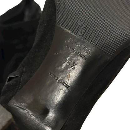 PRADA Short Boots Shoes EU 36.5 US 6.5 Suede Black Authentic