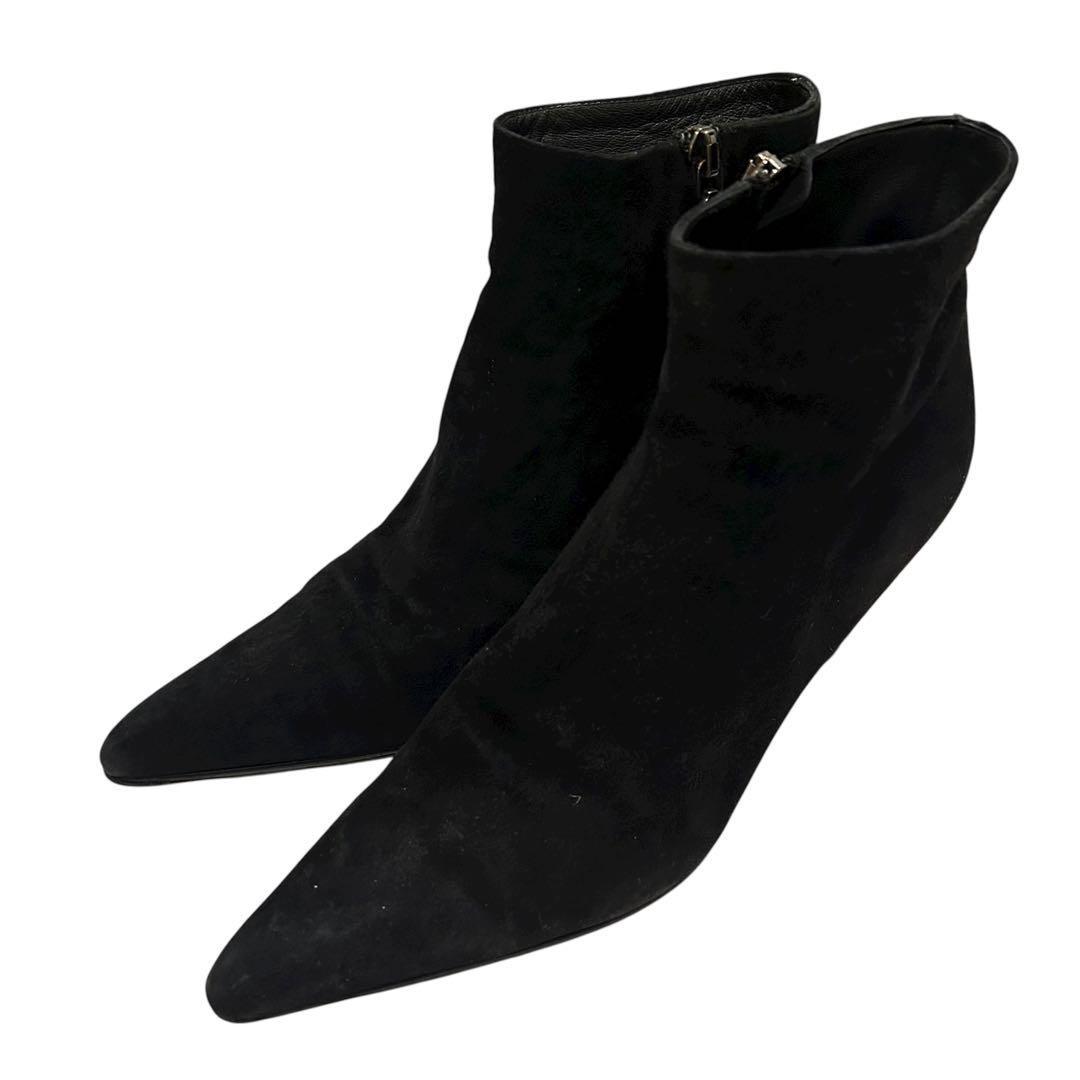 PRADA Short Boots Shoes EU 36.5 US 6.5 Suede Black Authentic