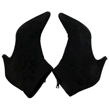 PRADA Short Boots Shoes EU 36.5 US 6.5 Suede Black Authentic