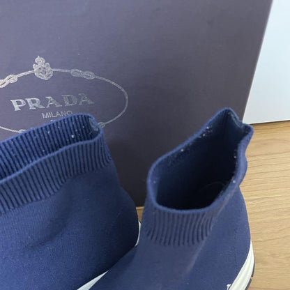 PRADA sock Boots Shoes EU 37 US 7 Navy Authentic