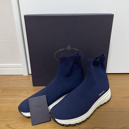 PRADA sock Boots Shoes EU 37 US 7 Navy Authentic