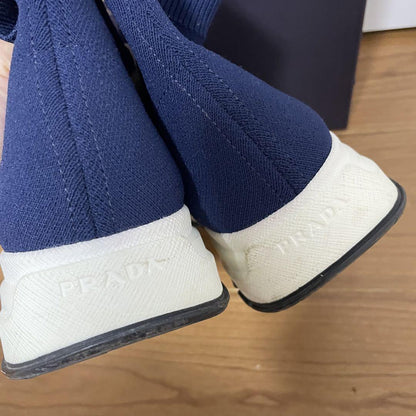 PRADA sock Boots Shoes EU 37 US 7 Navy Authentic