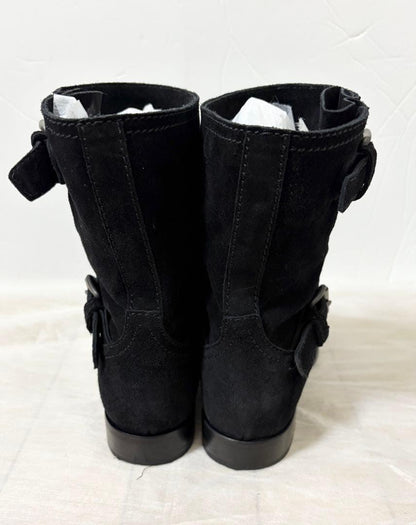 PRADA Boots Shoes EU 37 US 7 Suede Black Authentic