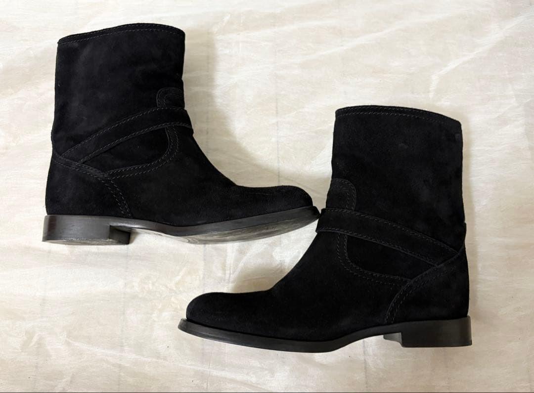 PRADA Boots Shoes EU 37 US 7 Suede Black Authentic