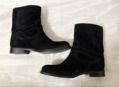 PRADA Boots Shoes EU 37 US 7 Suede Black Authentic