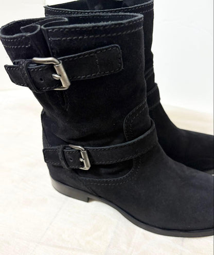 PRADA Boots Shoes EU 37 US 7 Suede Black Authentic