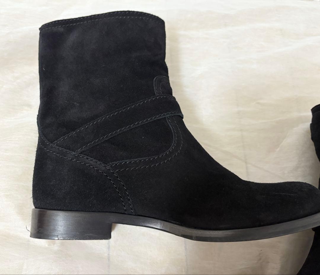PRADA Boots Shoes EU 37 US 7 Suede Black Authentic