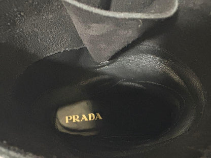 PRADA Boots Shoes EU 37 US 7 Suede Black Authentic