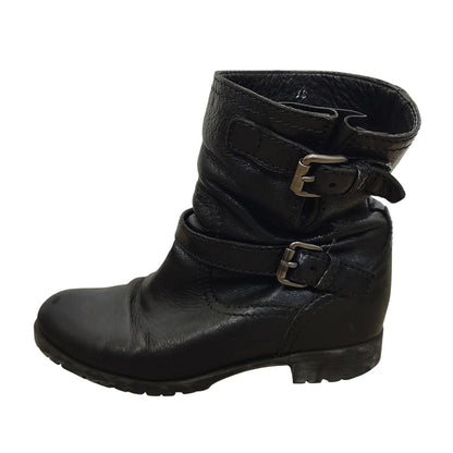 PRADA Double Belt Engineer Boots Shoes EU 38 US 8 Authentic