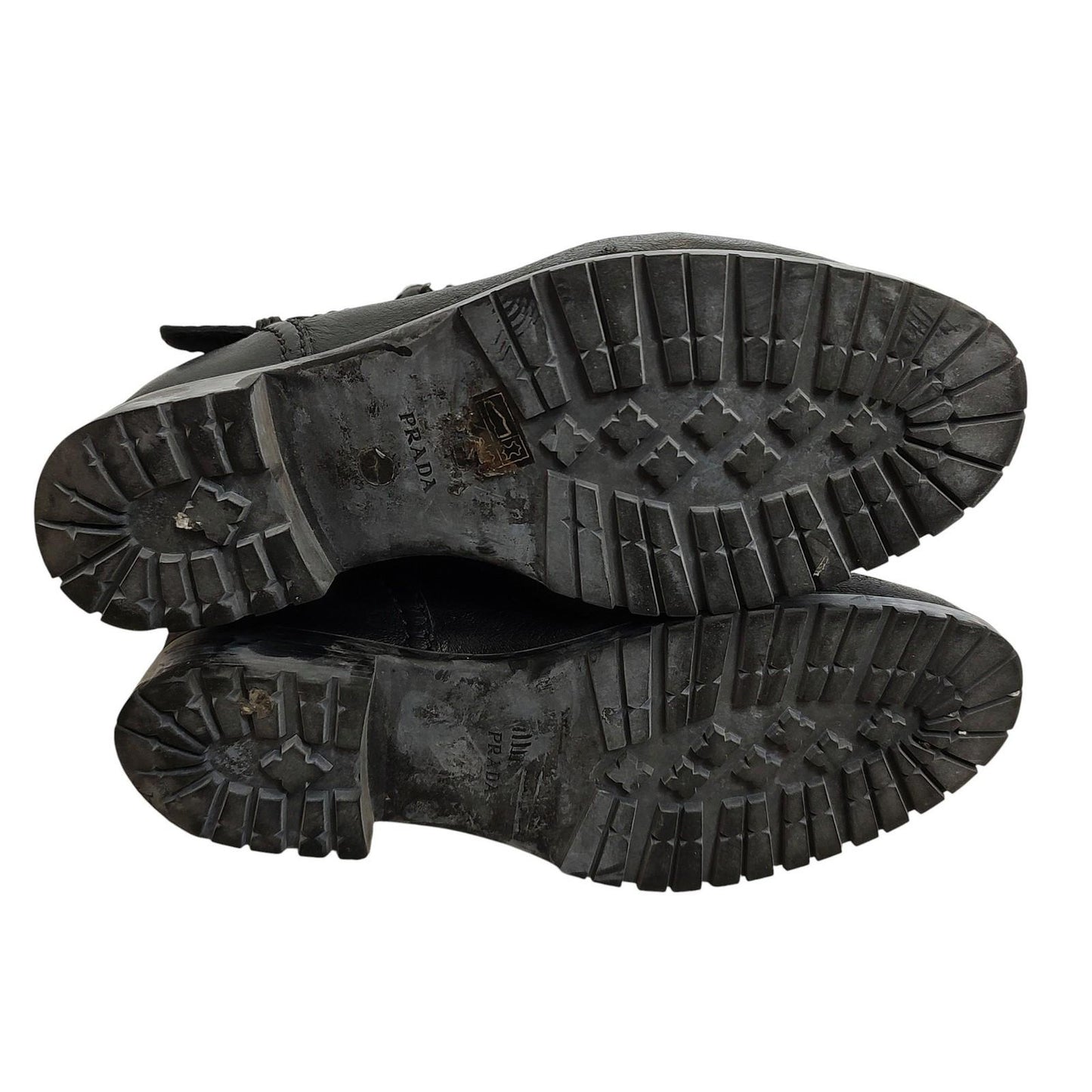 PRADA Double Belt Engineer Boots Shoes EU 38 US 8 Authentic