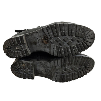 PRADA Double Belt Engineer Boots Shoes EU 38 US 8 Authentic