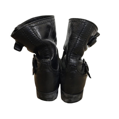 PRADA Double Belt Engineer Boots Shoes EU 38 US 8 Authentic