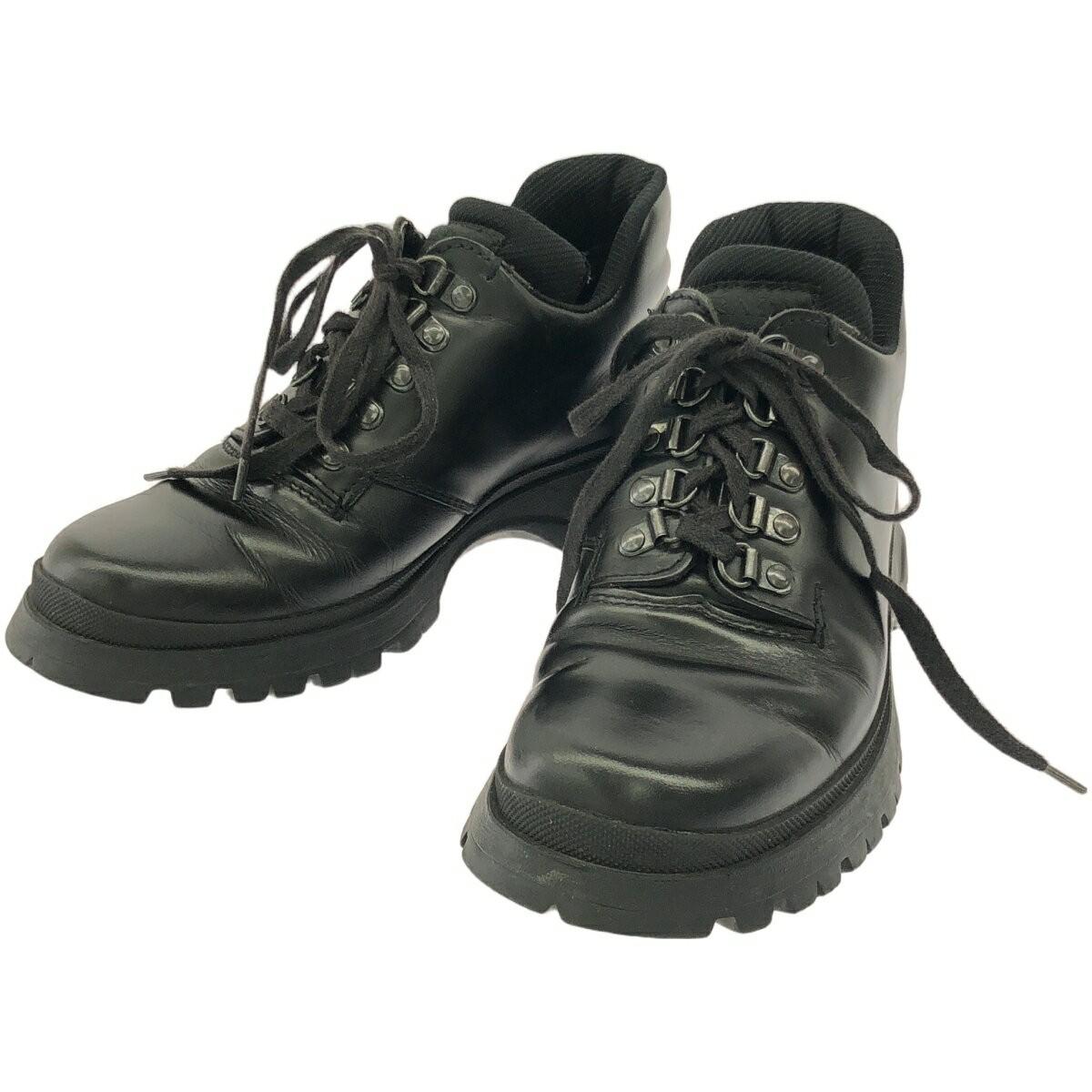 PRADA Short trekking Boots Shoes EU 36.5 US 6.5 Black Authentic