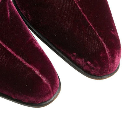 PRADA Short Boots Shoes EU 37 US 7 Velour Wine Red Bordeaux Authentic