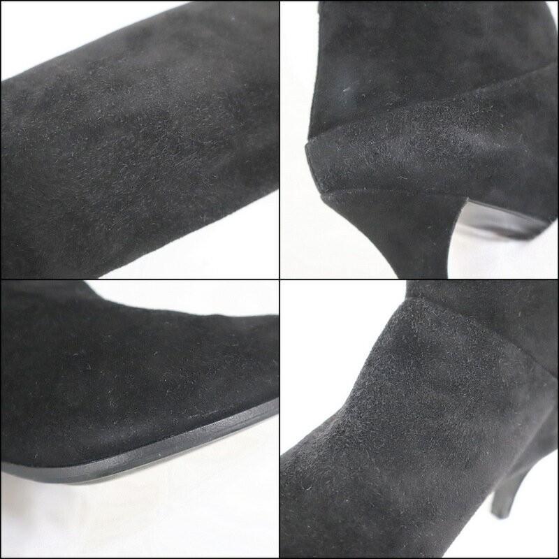 PRADA Long Boots Shoes EU 37 US 7 Suede Leather Black Authentic