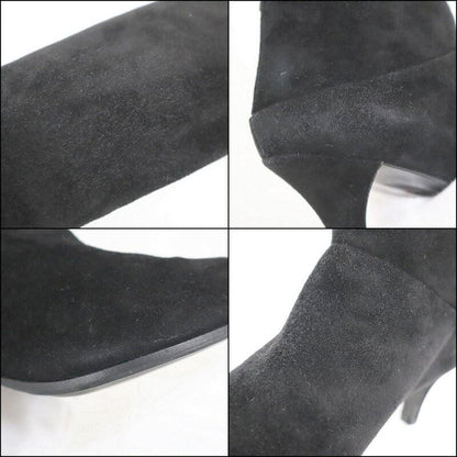 PRADA Long Boots Shoes EU 37 US 7 Suede Leather Black Authentic